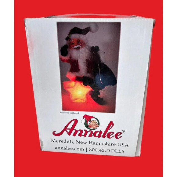 ANNALEE 9" CHRISTMAS DELIGHTS SANTA CLAUS & BAG HOLIDAY STAR LIGHTS UPDOLL NWT - Picture 9 of 11